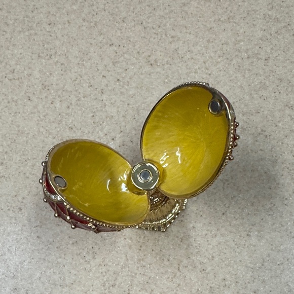 AKM stamped Faberge-styled Egg Russia Ornate Red and Gold Decorative Egg - Picture 6 of 11